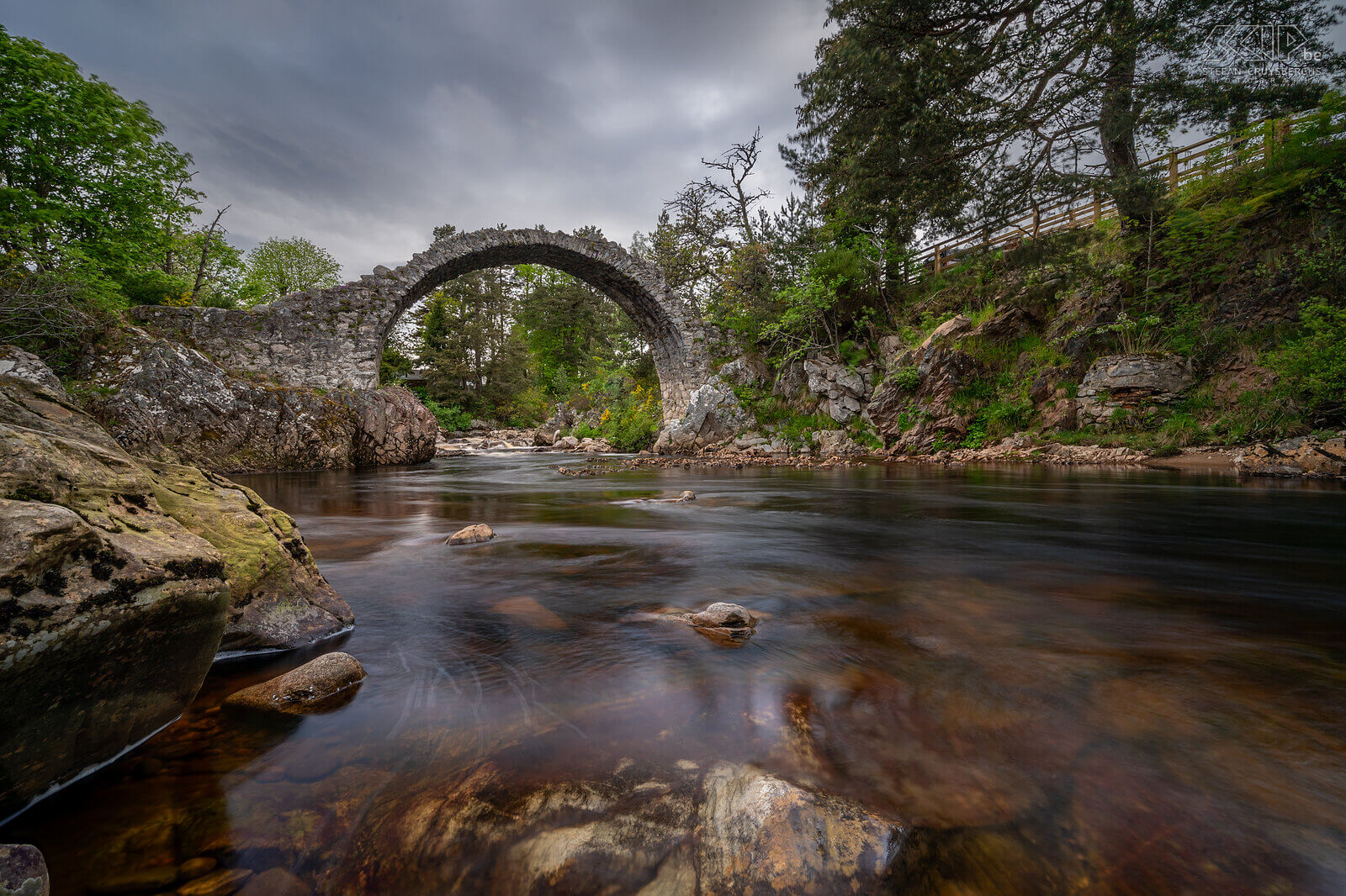 Carrbridge - Old Pack Horse Bridge Carrbridge is a village about 10 kilometers north of Aviemore and is part of Cairngorms National Park. The name Carrbridge comes from the Old Pack Horse Bridge built in 1717 Stefan Cruysberghs